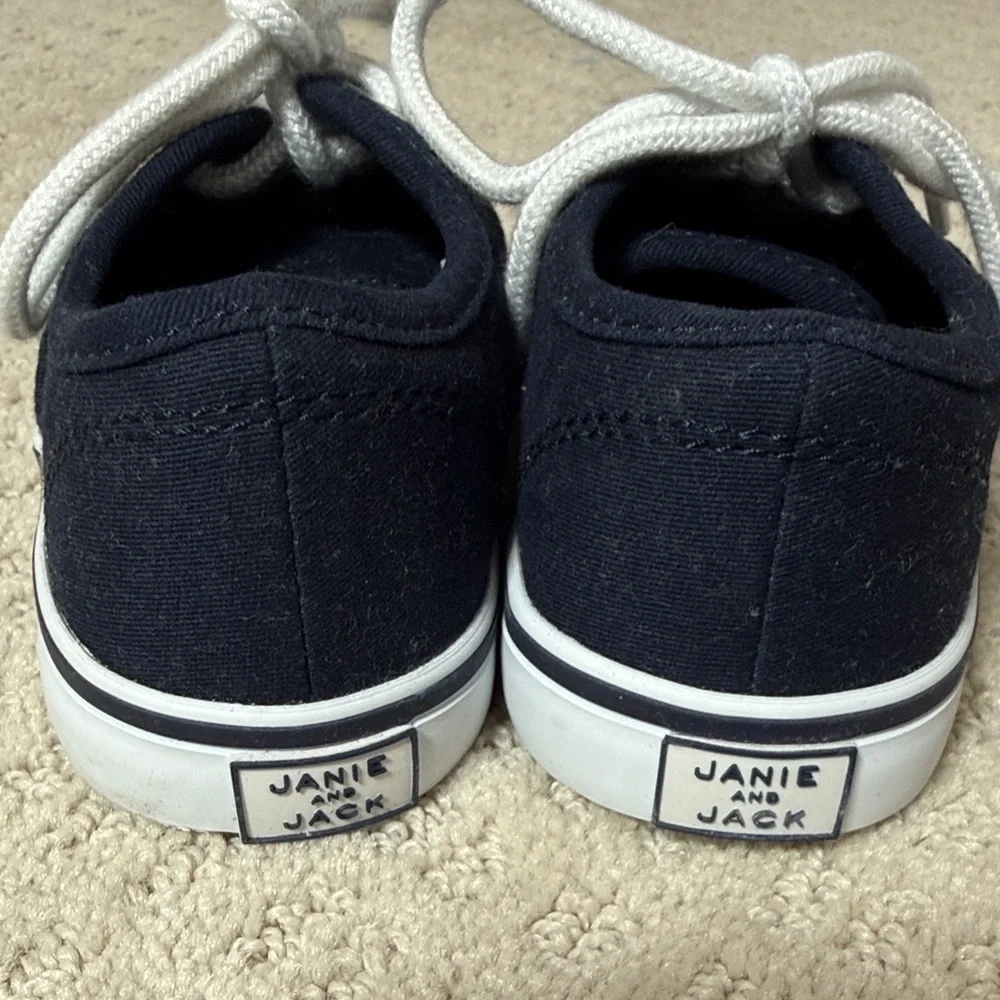 Janie and Jack Navy Canvas Kids Sneakers with White Laces
